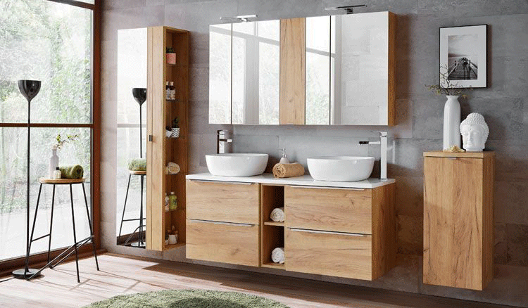 Szafki łazienkowe w kolorze dębu