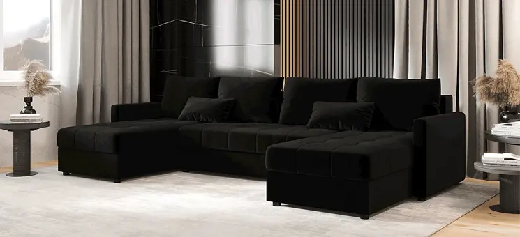 Czarny narożnik w kształcie litery U