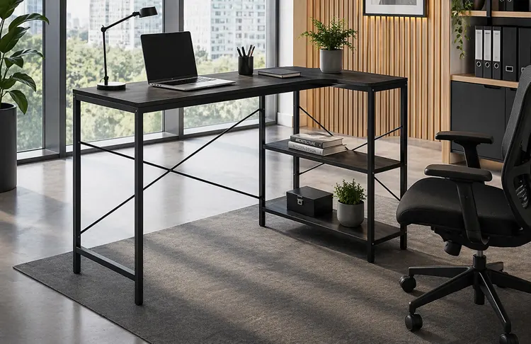 Biurko narożne w kolorze czarnym 