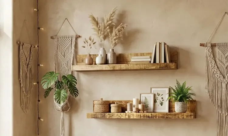 Pólki ścienne w stylu boho