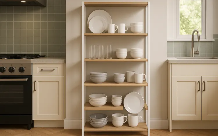 Regał w stylu skandynawskim w kuchni 