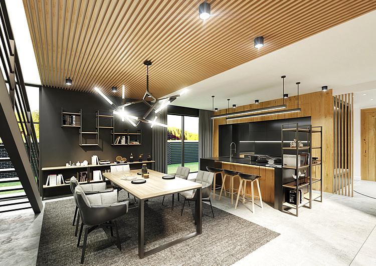 regał w stylu loft w kuchni 