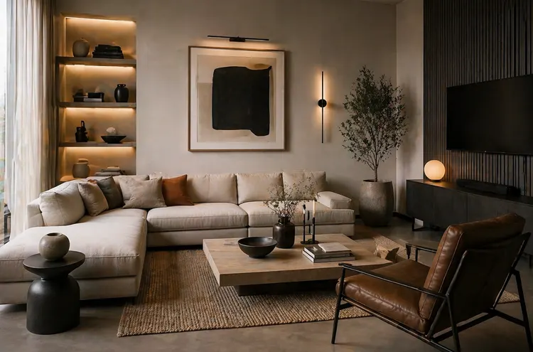 Nowoczesna aranżacja ściany w salonie 