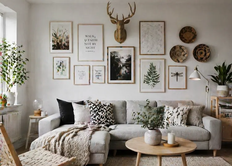 Aranżacja ściany w salonie w stylu skandynawskim 