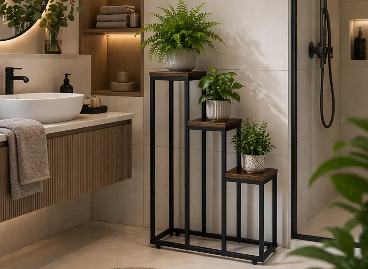 Loftowy kwietnik w łazience