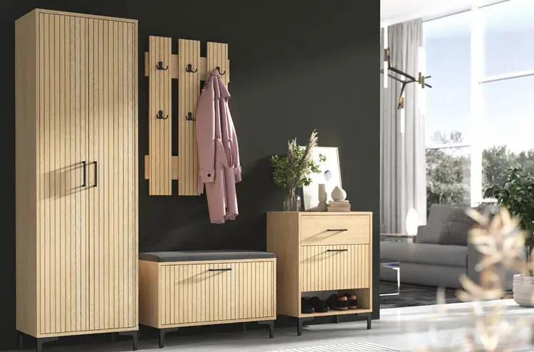 Szafka na buty z welurowym siedziskiem