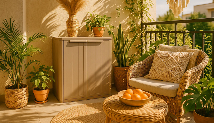 Balkon w stylu boho wraz z szafką 