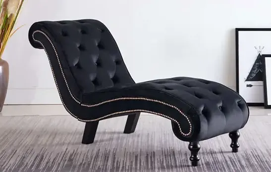 Welurowy szezlong w kolorze czarnym 