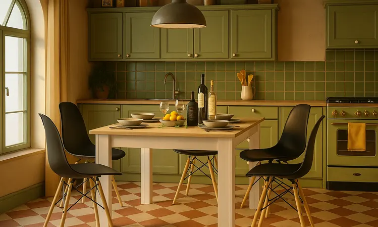 Biały rozkładany stół w kuchni 