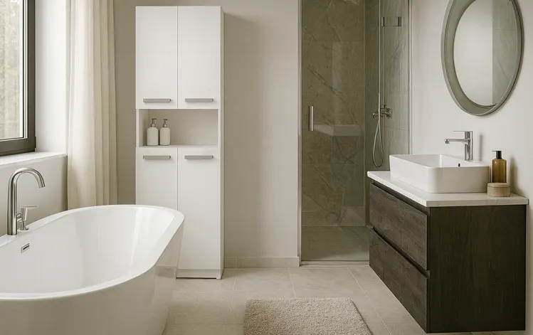 Szafka z koszem w kolorze białym 