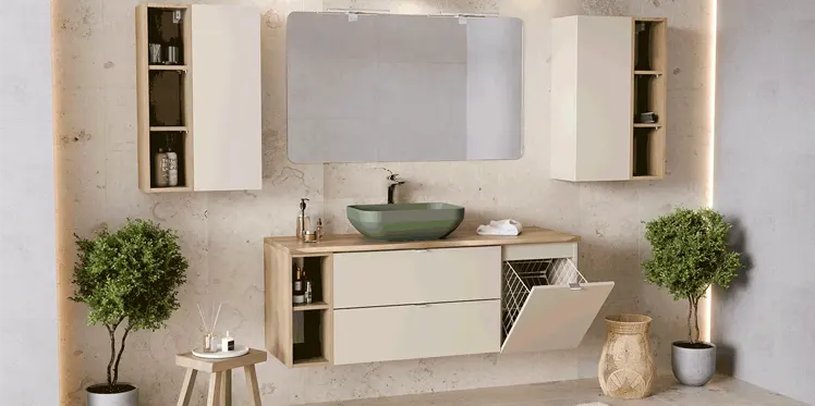 Komplet łazienkowy z szafką koszem 