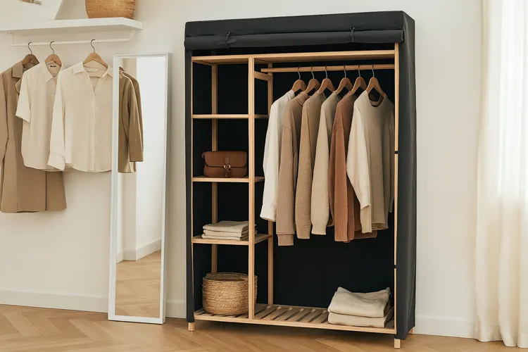 Szafa tekstylna w garderobie