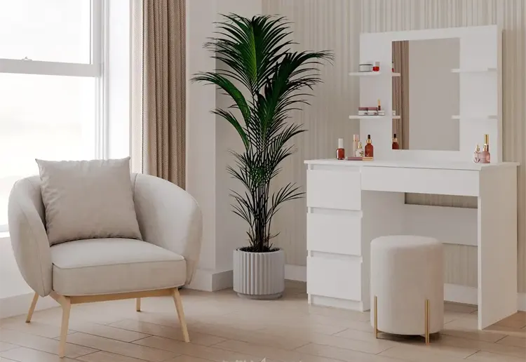 Toaletka w stylu skandynawskim w sypialni