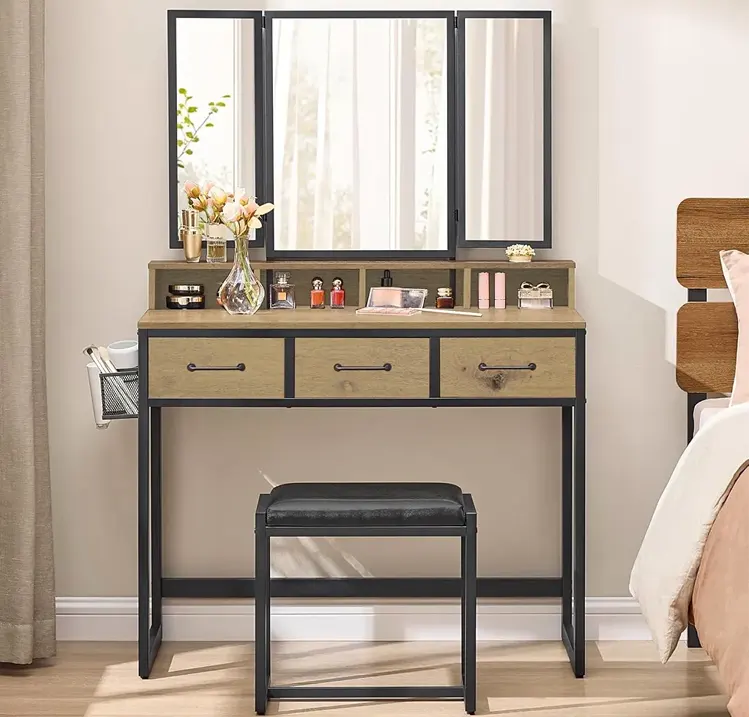 Toaletka w stylu loftowym w sypialni 