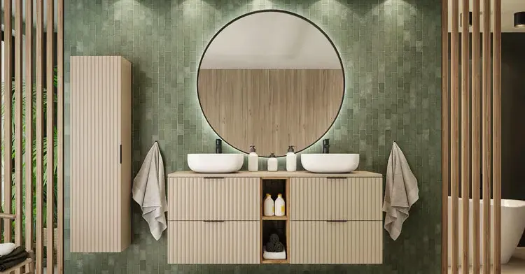 Nowoczesna szafka łazienkowa z lameli