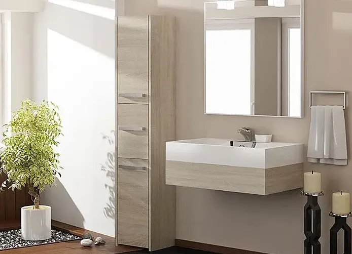 Wąska szafka łazienkowa w kolorze dąb sonoma