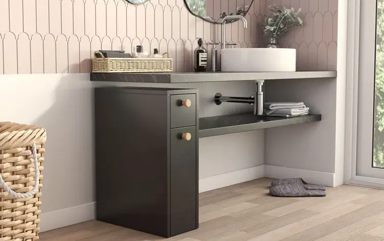 Wąska szafka łazienkowa w kolorze czarnym