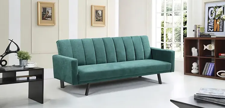 Welurowa wersalka w kolorze zielonym