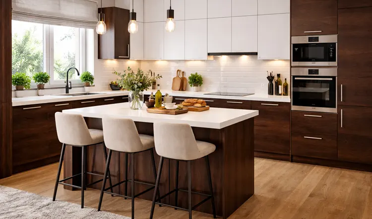 Kuchnia z meblami w kolorze wenge