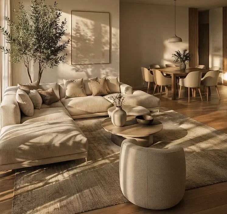 Przytulny salon połączony w jadalnią 